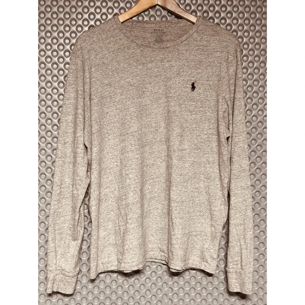 Polo Ralph Lauren Long Sleeve T-Shirt Men's Heathered Grey Size L EUC No Flaws